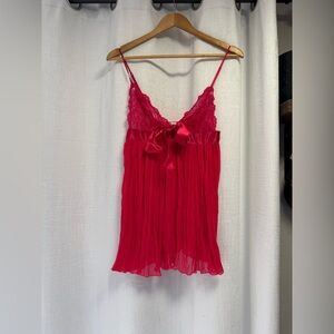 Victoria’s Secret Red/Magent Pink Lace Sheer Babydoll Nightie Lingerie Size S